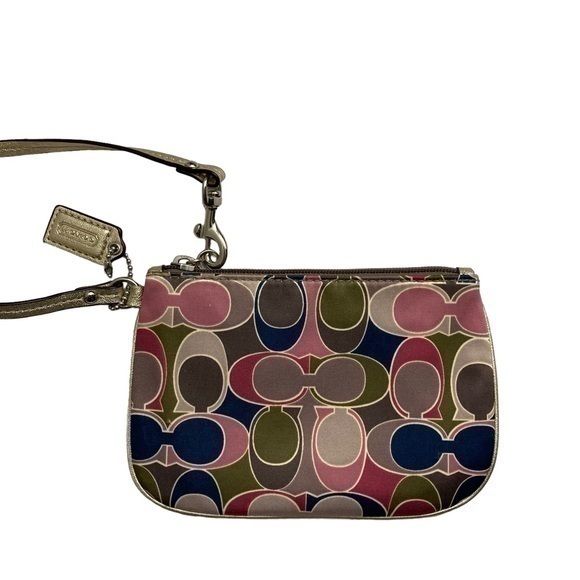Coach multicolor scarf print wristlet bag - Picture 1 of 5